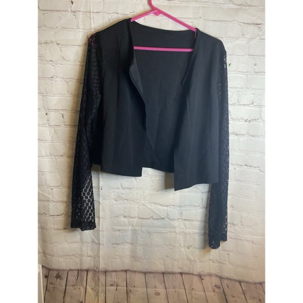 Shrug Large Open  Style Black w Black lace Sleeves